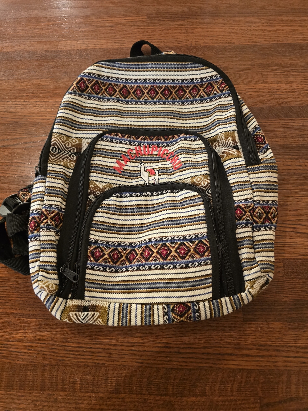 Machu Picchu Llama Backpack Boho Tribal Woven School Travel Daypack Bag